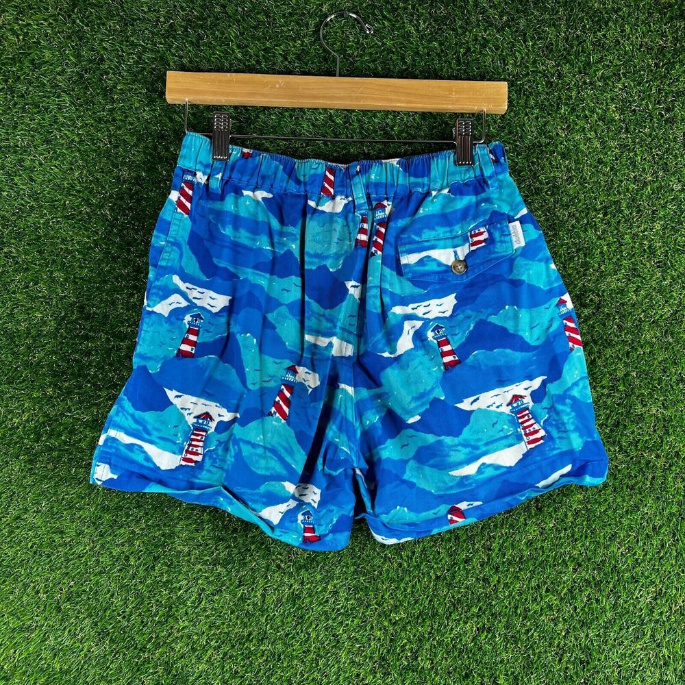 Chubbies Shorts Mens Small Lighthouse  Print Elastic Waist Flat Front